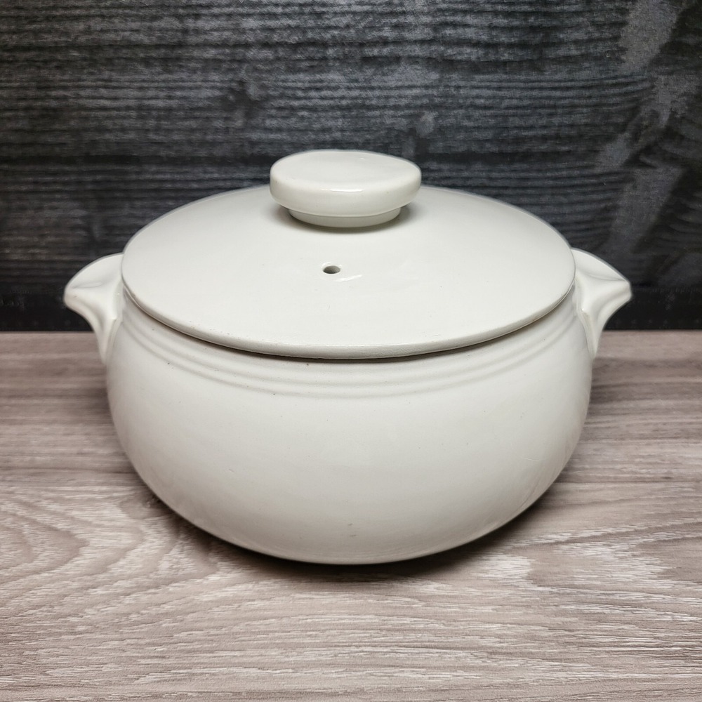 Vintage White Casserole Dish with Lid